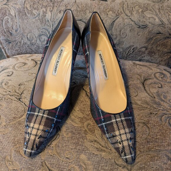 Manolo Blahnik Shoes - EUC Plaid Flannel Manolo Blahnik Heels SZ 40